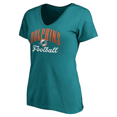 Miami Dolphins Women's Victory Script V-Neck T-Shirt -Aqua - NFL