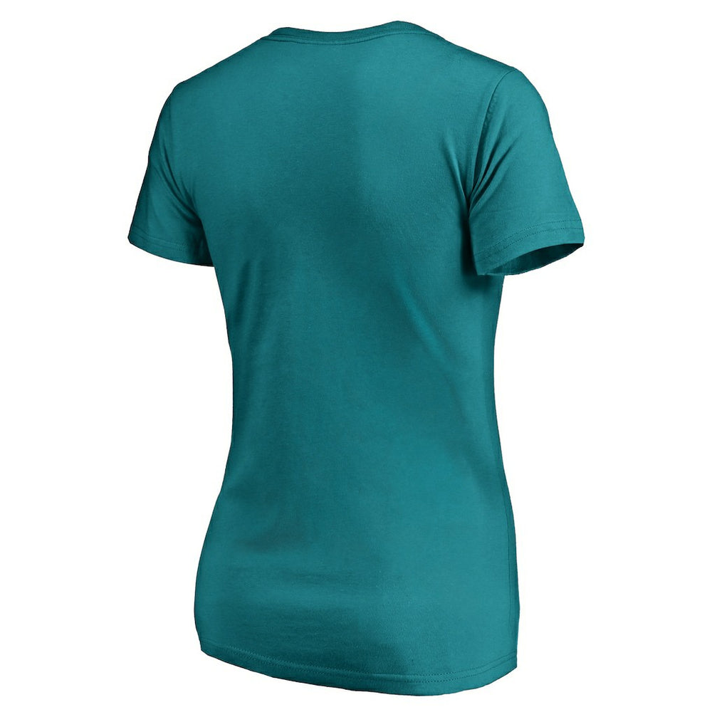 Miami Dolphins Women's Victory Script V-Neck T-Shirt -Aqua - NFL