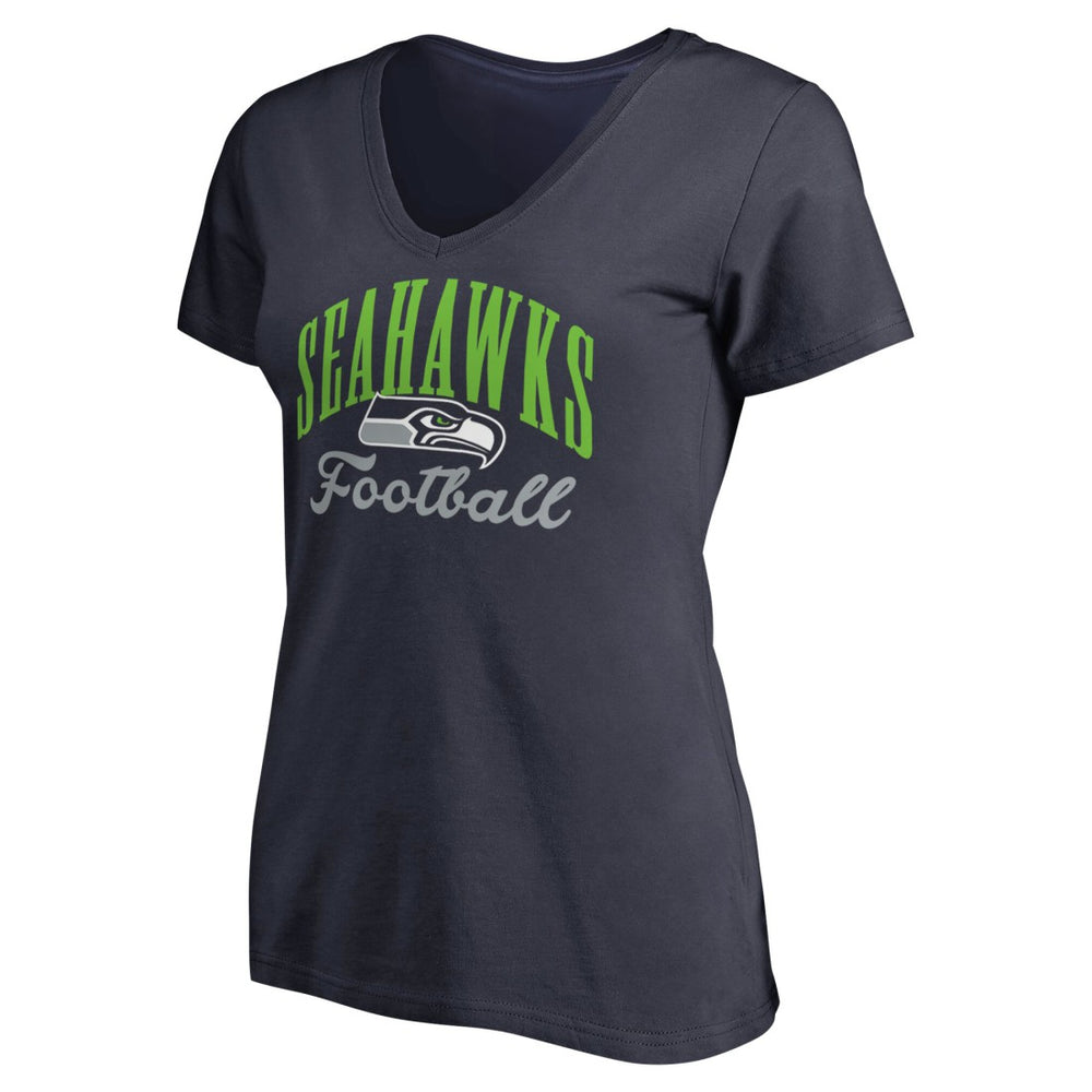 Seattle Seahawks Women's Victory Script V-Neck T-Shirt Navy - NFL