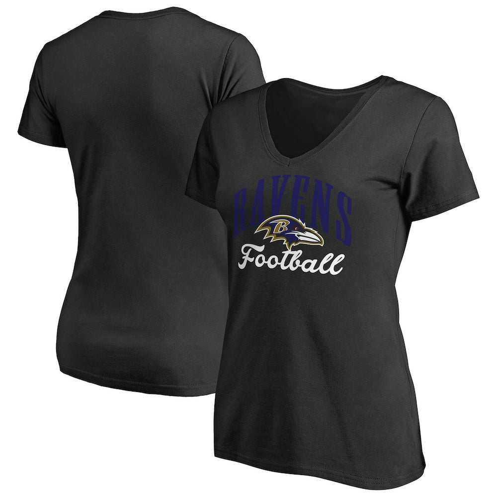 Baltimore Ravens Women's Victory Script V-Neck T-Shirt -Black - NFL