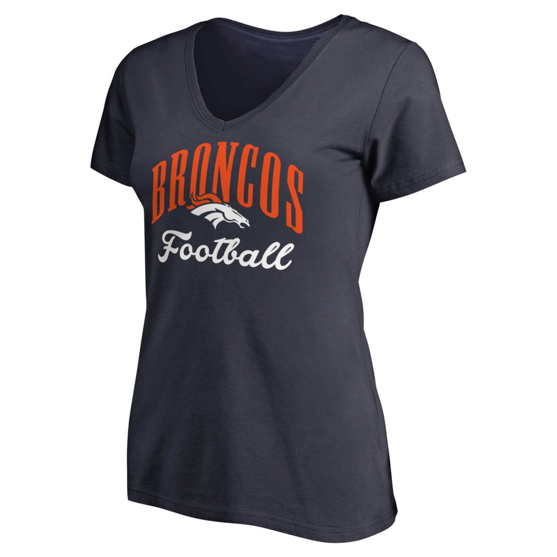 Denver Broncos Women's Victory Script V-Neck T-Shirt Navy - NFL