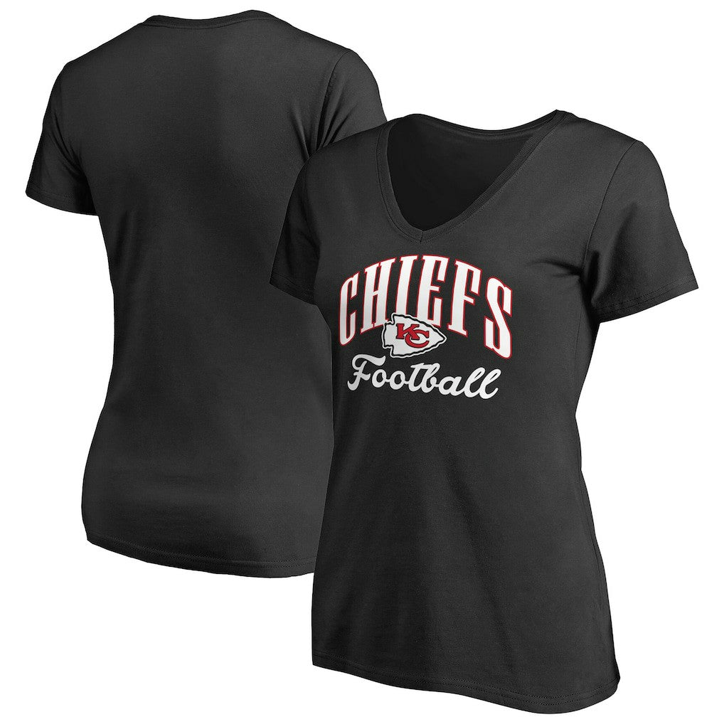 Kansas City Chiefs Women's Victory Script V-Neck T-Shirt -Black - NFL