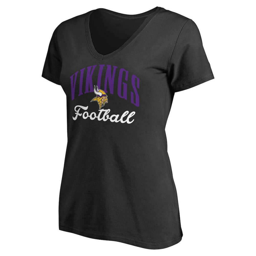 Minnesota Vikings Women's Victory Script V-Neck T-Shirt -Black - NFL