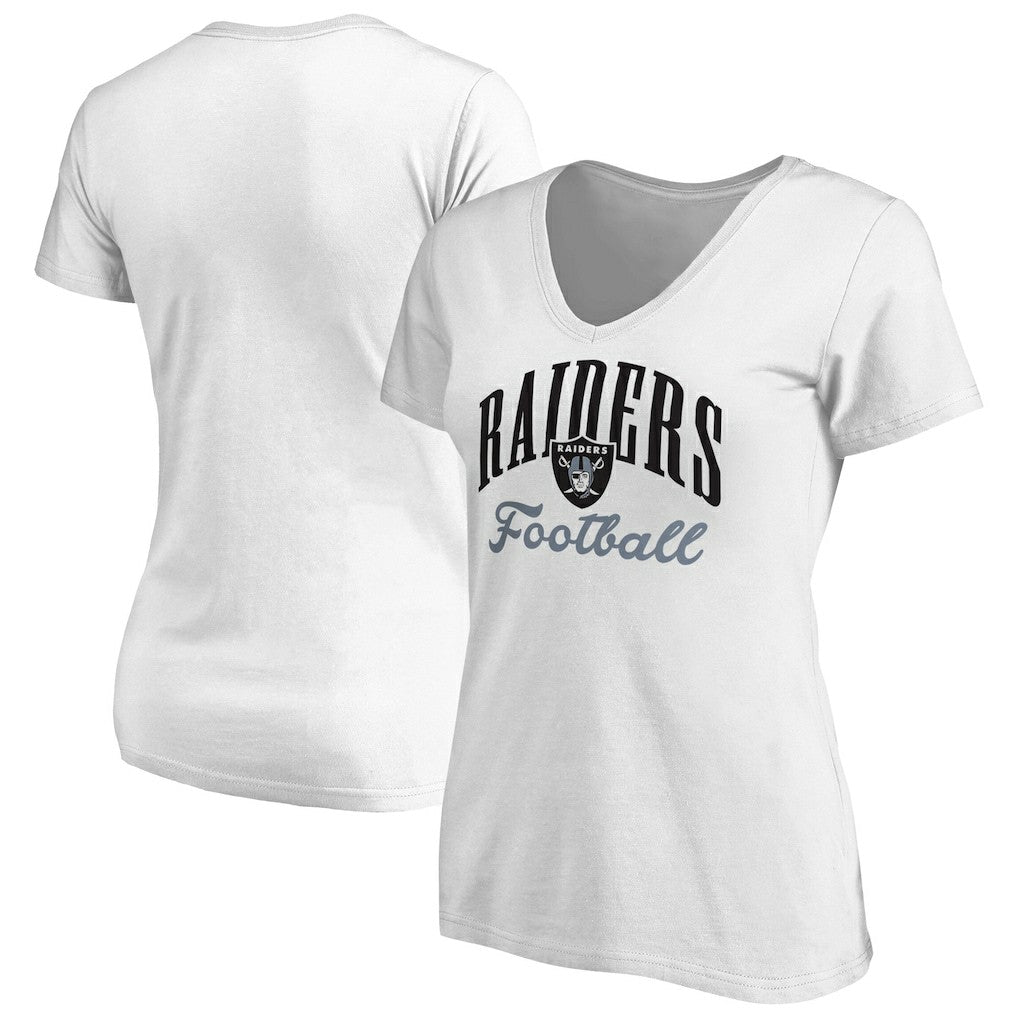 Las Vegas Raiders Women's Victory Script V-Neck T-Shirt -White - NFL