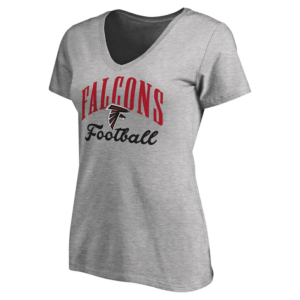 Atlanta Falcons Women's Victory Script V-Neck T-Shirt Heather Gray - NFL