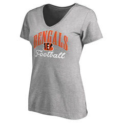 Cincinnati Bengals Women's Victory Script V-Neck T-Shirt Heather Gray - NFL