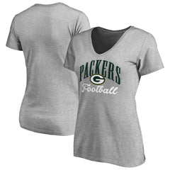 Green Bay Packers Women's Victory Script V-Neck T-Shirt Heather Gray - NFL