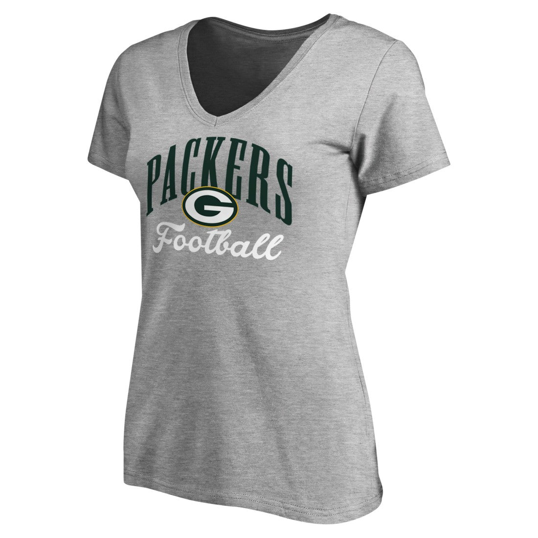 Green Bay Packers Women's Victory Script V-Neck T-Shirt Heather Gray - NFL