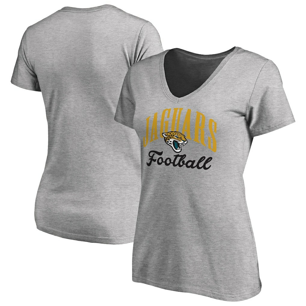 Jacksonville Jaguars Women's Victory Script V-Neck T-Shirt Heathered Gray - NFL