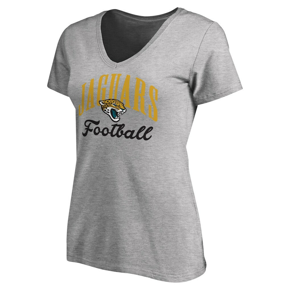 Jacksonville Jaguars Women's Victory Script V-Neck T-Shirt Heathered Gray - NFL