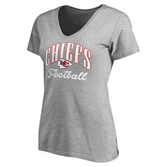 Kansas City Chiefs Women's Victory Script V-Neck T-Shirt Heathered Gray - NFL