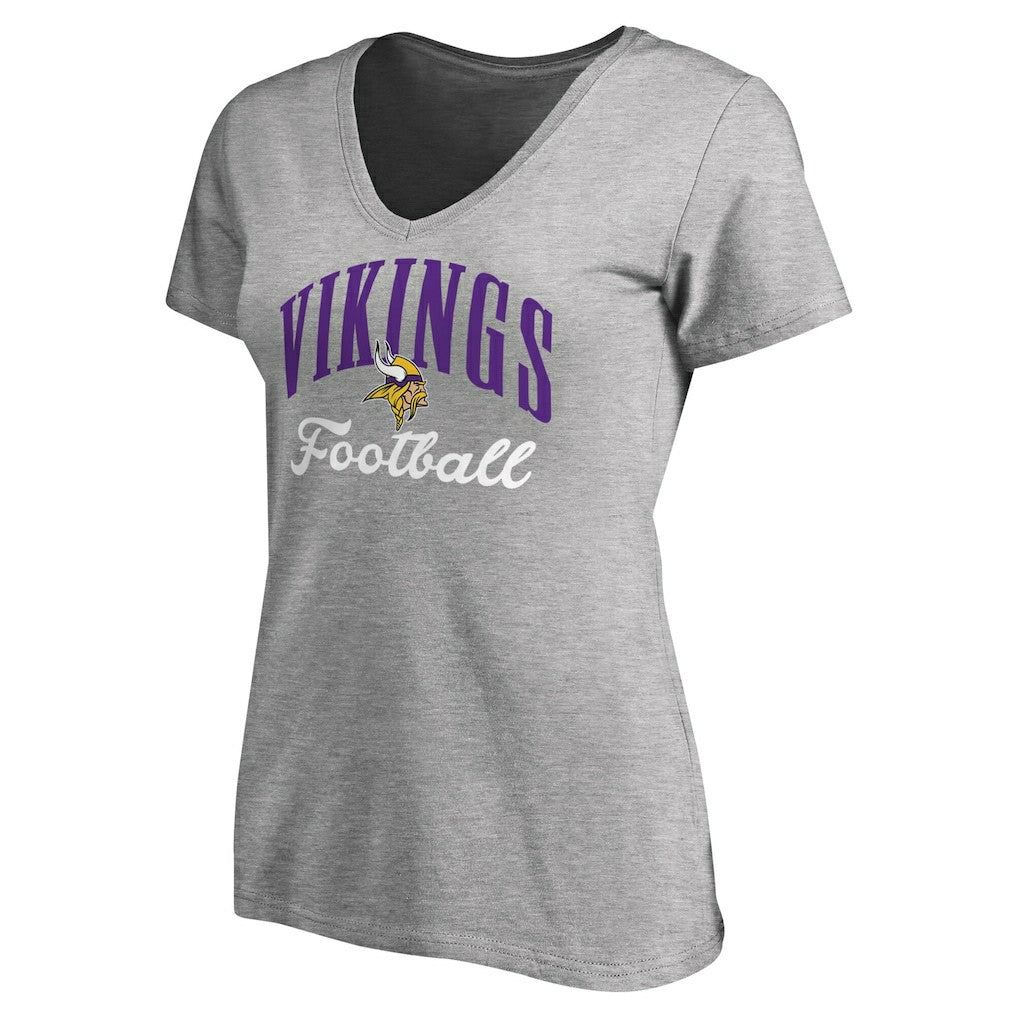 Minnesota Vikings Women's Victory Script V-Neck T-Shirt Heather Gray - NFL