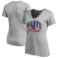 New York Giants Women's Victory Script V-Neck T-Shirt Heather Gray - NFL