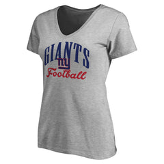 New York Giants Women's Victory Script V-Neck T-Shirt Heather Gray - NFL