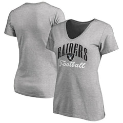 Las Vegas Raiders Women's Victory Script V-Neck T-Shirt Heather Gray - NFL