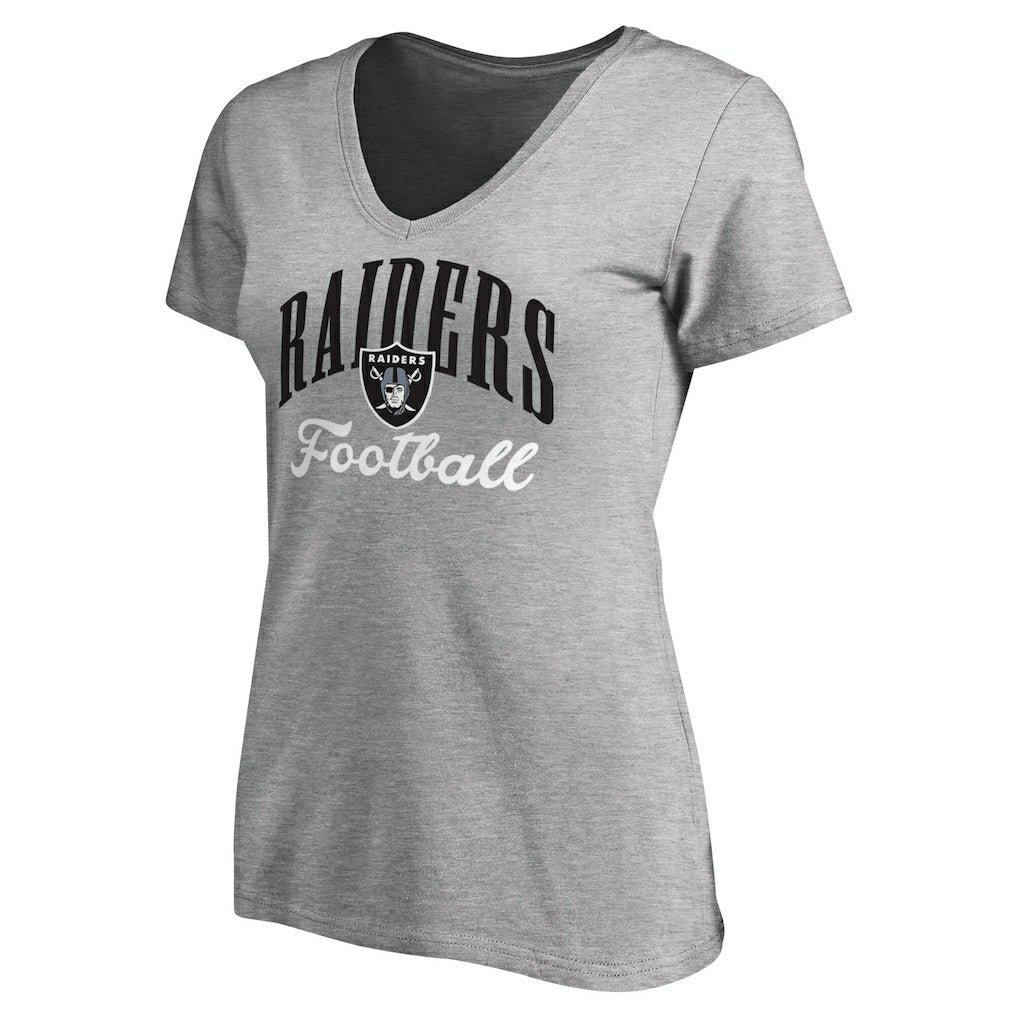Las Vegas Raiders Women's Victory Script V-Neck T-Shirt Heather Gray - NFL