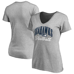 Seattle Seahawks Women's Victory Script V-Neck T-Shirt Heather Gray - NFL