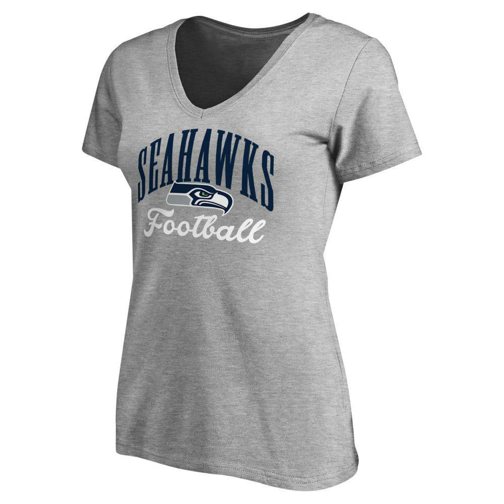 Seattle Seahawks Women's Victory Script V-Neck T-Shirt Heather Gray - NFL