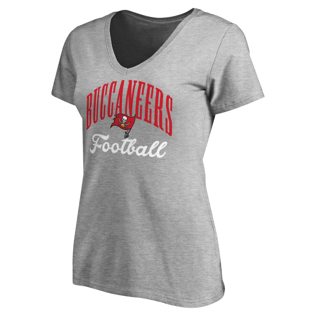 Tampa Bay Buccaneers Women's Victory Script V-Neck T-Shirt Heather Gray - NFL