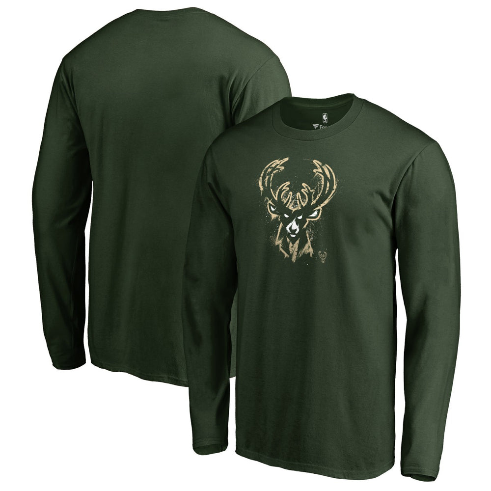 NBA - Milwaukee Bucks Splatter Logo Long Sleeve T-Shirt - Green