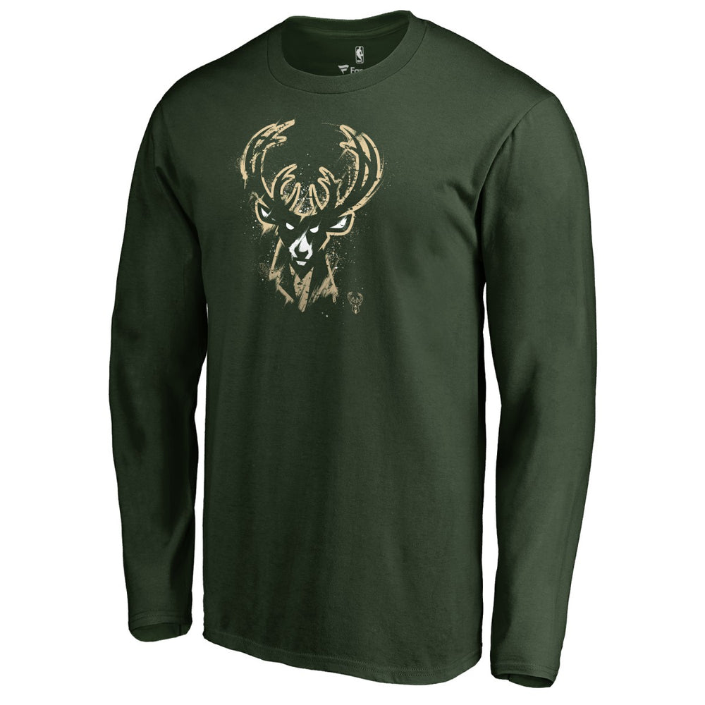 NBA - Milwaukee Bucks Splatter Logo Long Sleeve T-Shirt - Green