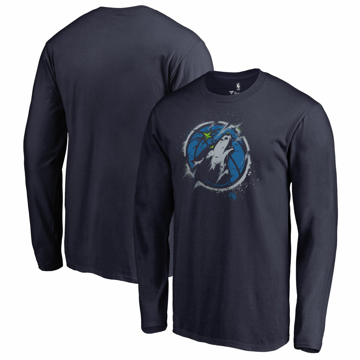 NBA - Minnesota Timberwolves Splatter Logo Long Sleeve T-Shirt - Navy