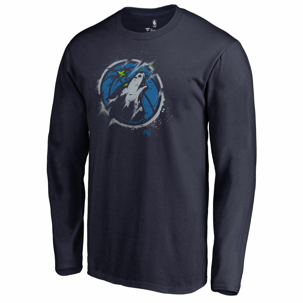 NBA - Minnesota Timberwolves Splatter Logo Long Sleeve T-Shirt - Navy