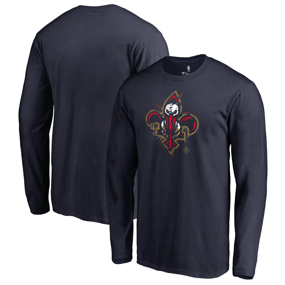 NBA - New Orleans Pelicans Splatter Logo Long Sleeve T-Shirt - Navy