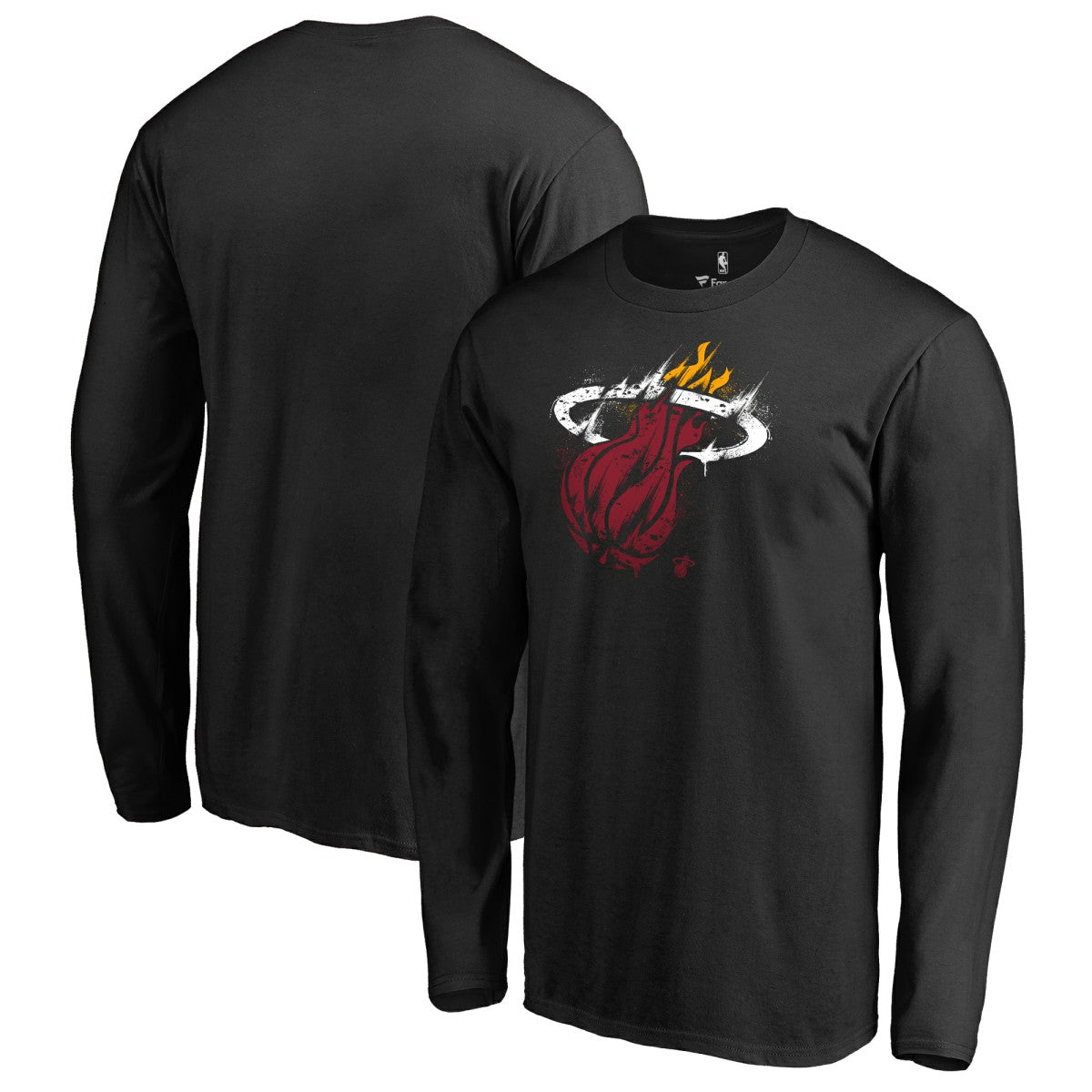NBA - Miami Heat Splatter Logo Long Sleeve T-Shirt - Black