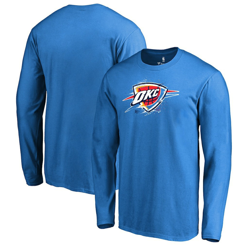 NBA - Oklahoma City Thunder Splatter Logo Long Sleeve T-Shirt - Blue