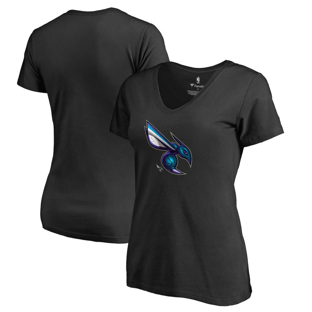 NBA - Charlotte Hornets Women's Midnight Mascot V-Neck T-Shirt - Black