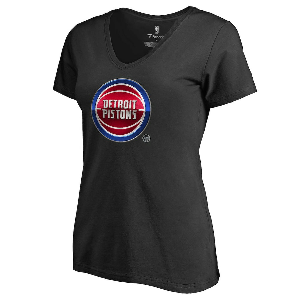 NBA - Detroit Pistons Women's Midnight Mascot V-Neck T-Shirt - Black