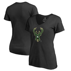 NBA - Milwaukee Bucks Women's Midnight Mascot V-Neck T-Shirt - Black