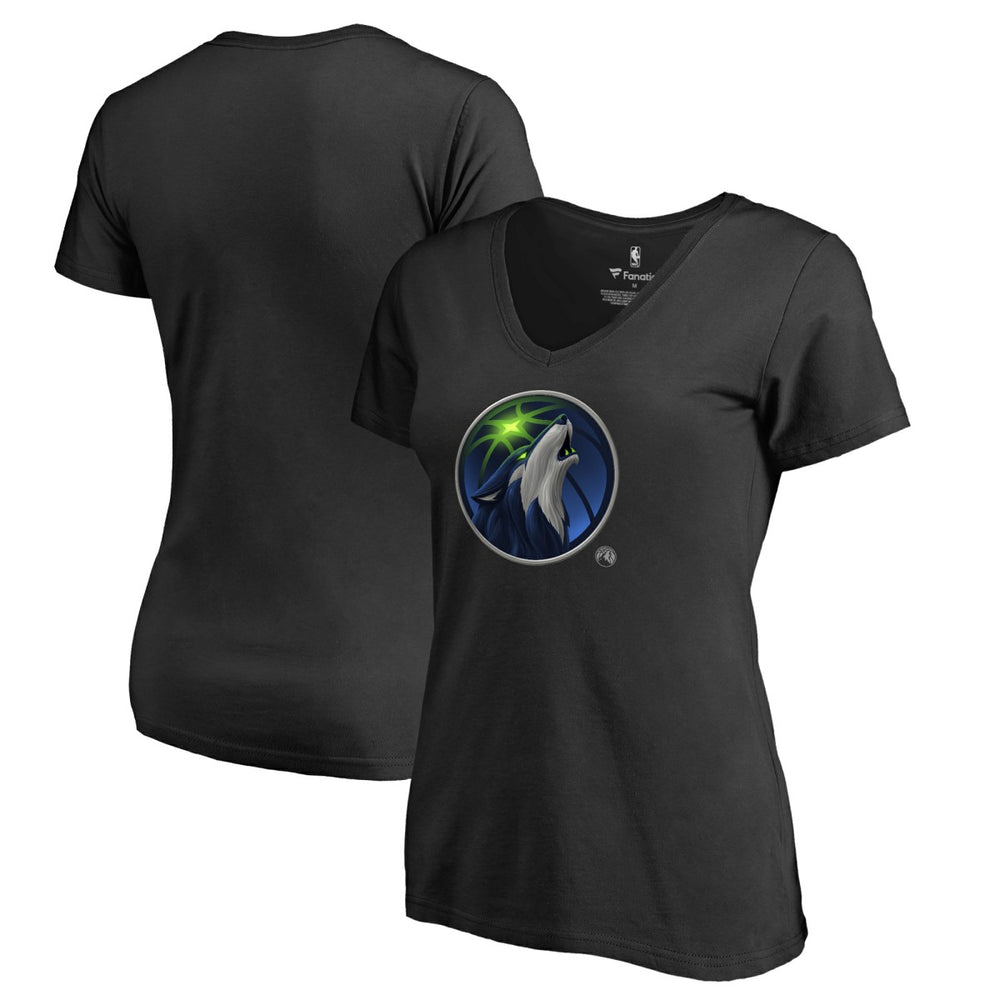 NBA - Minnesota Timberwolves Women's Midnight Mascot V-Neck T-Shirt - Black