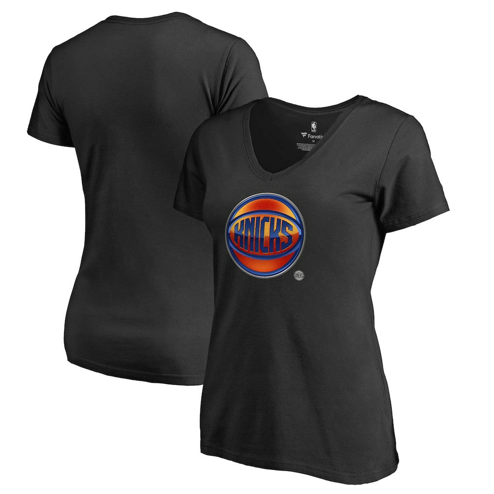 NBA - New York Knicks Women's Midnight Mascot V-Neck T-Shirt - Black