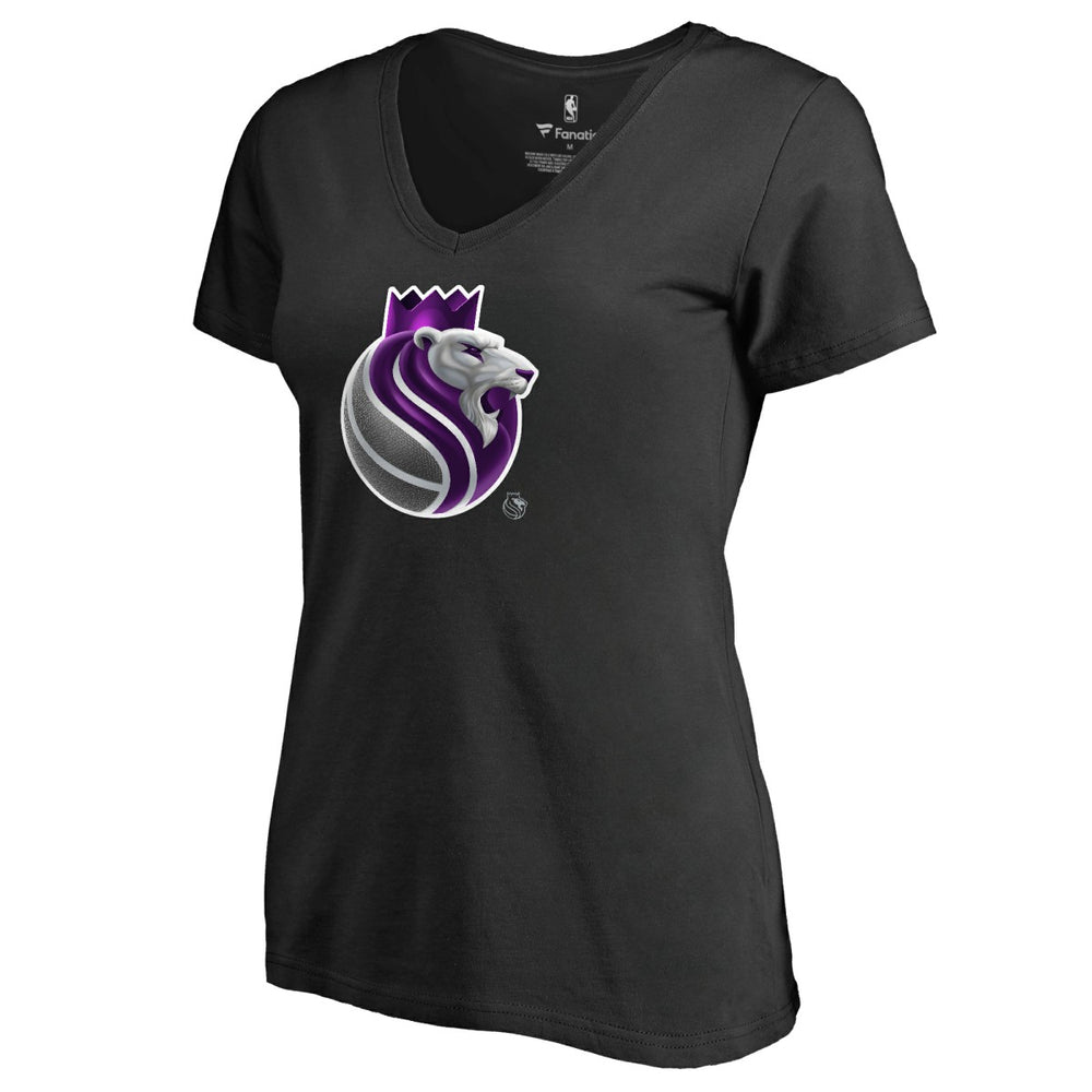 NBA - Sacramento Kings Women's Midnight Mascot V-Neck T-Shirt - Black
