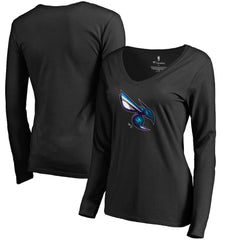 NBA - Charlotte Hornets Women's Midnight Mascot Long Sleeve V-Neck T-Shirt - Black