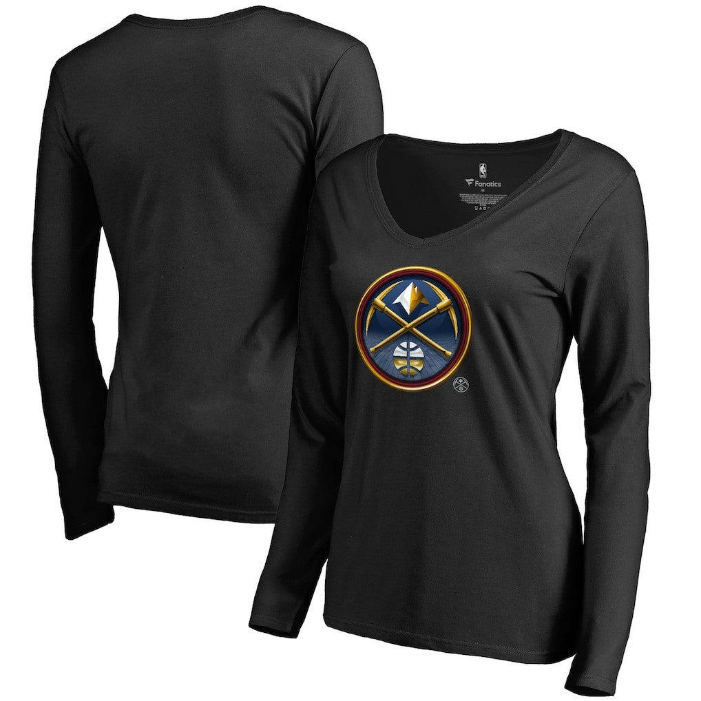 NBA - Denver Nuggets Women's Midnight Mascot Long Sleeve V-Neck T-Shirt - Black