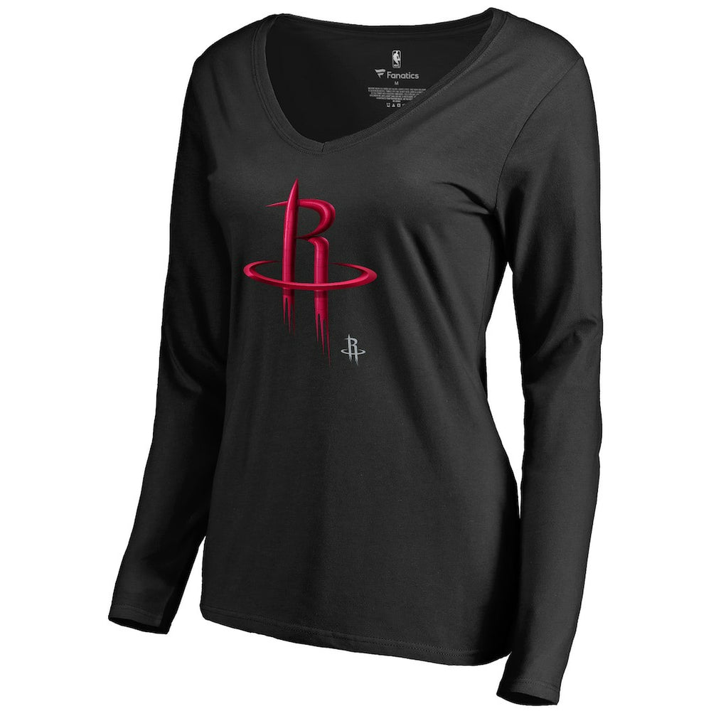 NBA - Houston Rockets Women's Midnight Mascot Long Sleeve V-Neck T-Shirt - Black