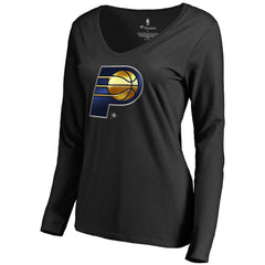 NBA - Indiana Pacers Women's Midnight Mascot Long Sleeve V-Neck T-Shirt - Black