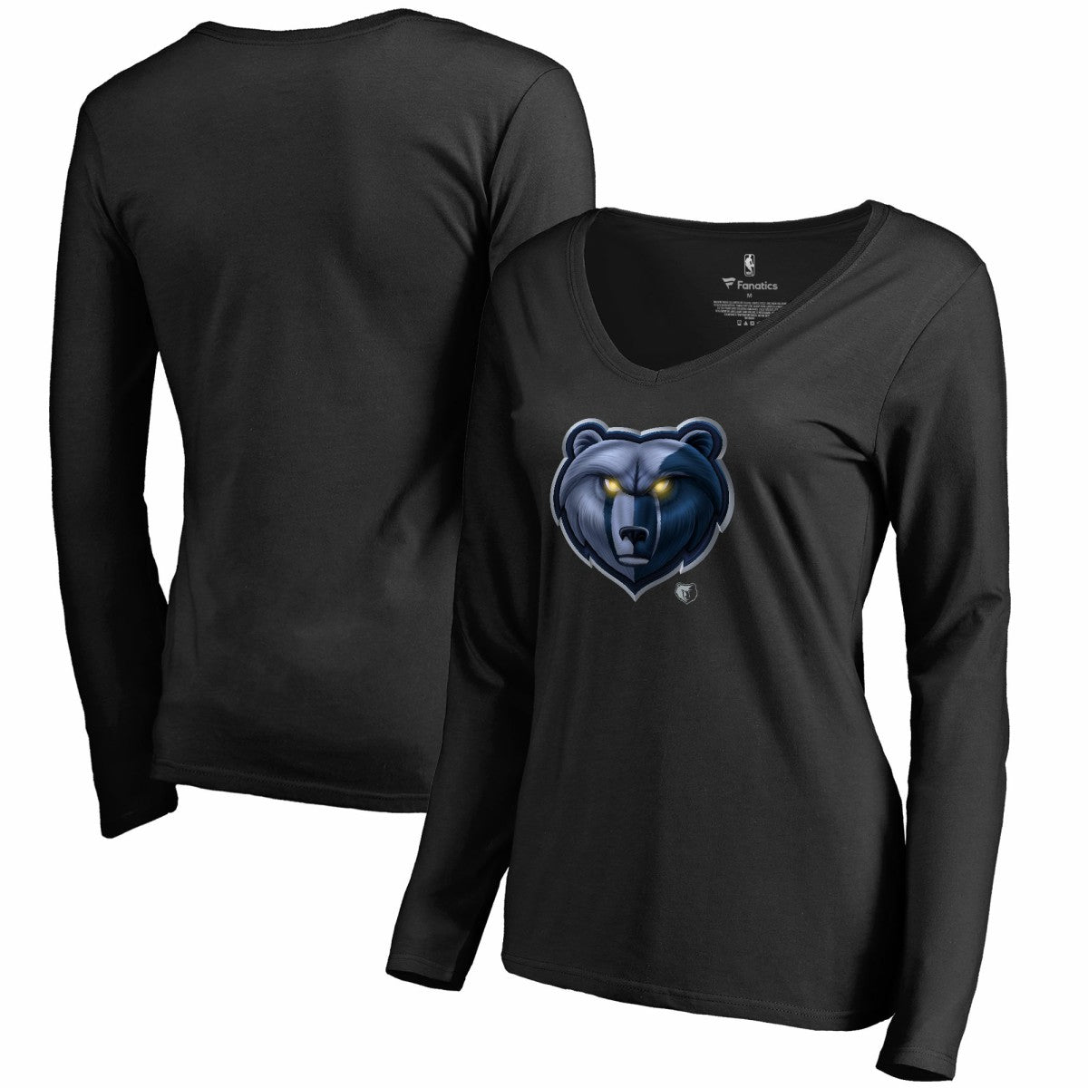 NBA - Memphis Grizzlies Women's Midnight Mascot Long Sleeve V-Neck T-Shirt - Black
