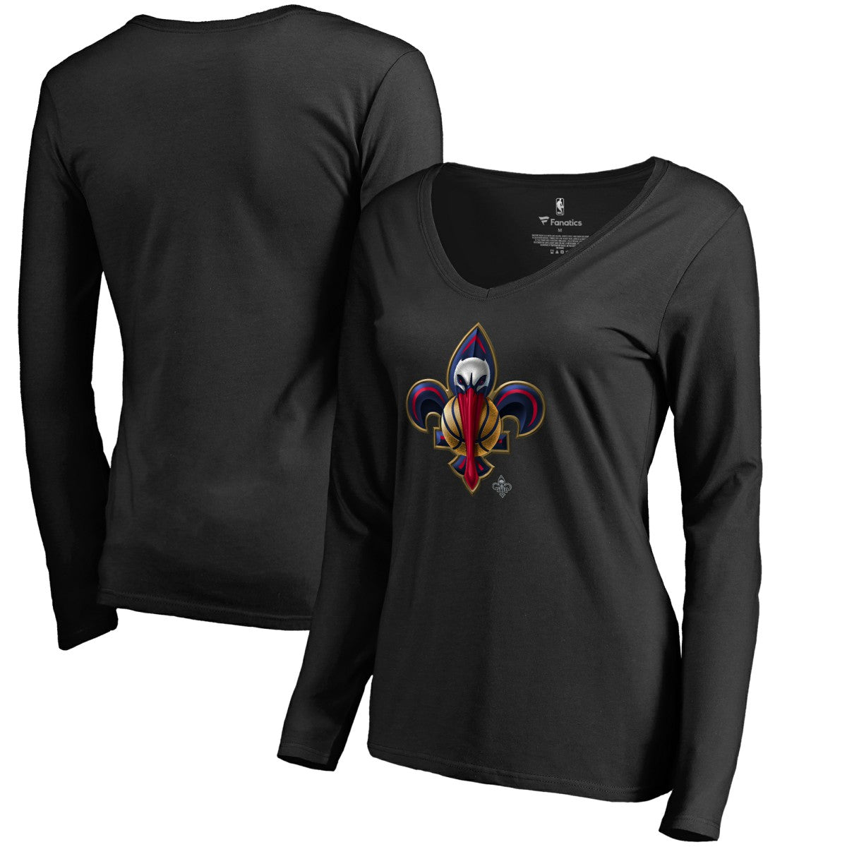 NBA - New Orleans Pelicans Women's Midnight Mascot Long Sleeve V-Neck T-Shirt - Black