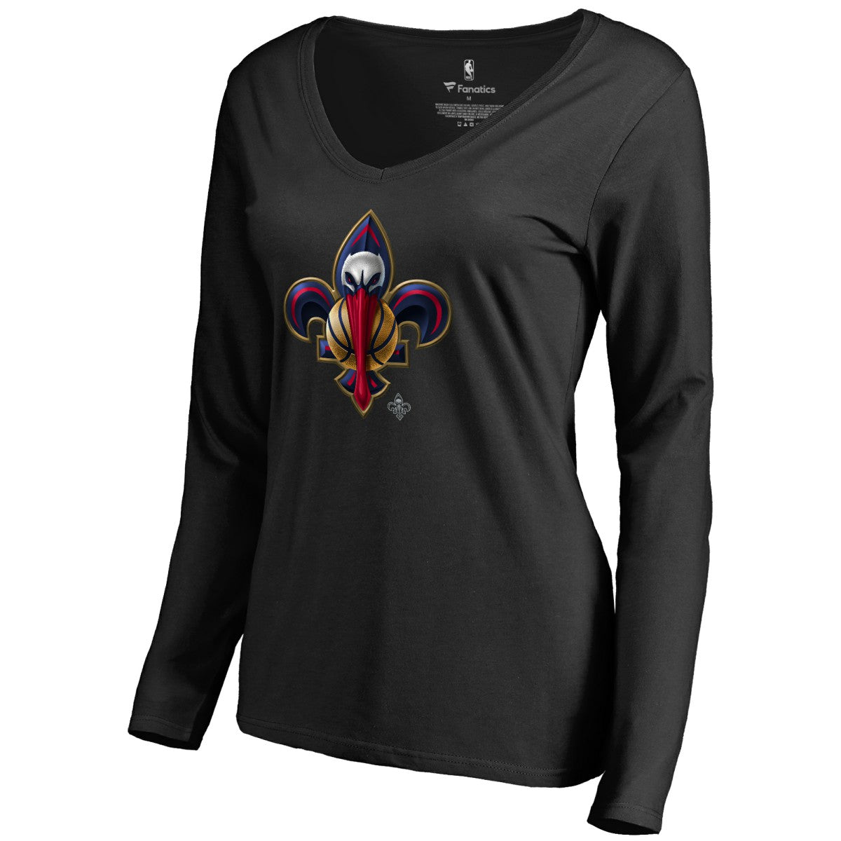 NBA - New Orleans Pelicans Women's Midnight Mascot Long Sleeve V-Neck T-Shirt - Black
