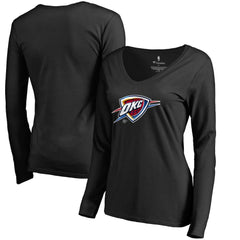 NBA - Oklahoma City Thunder Women's Midnight Mascot Long Sleeve V-Neck T-Shirt - Black