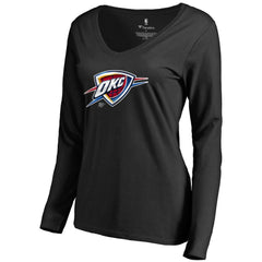 NBA - Oklahoma City Thunder Women's Midnight Mascot Long Sleeve V-Neck T-Shirt - Black