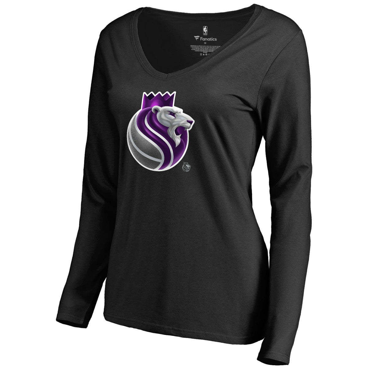 NBA - Sacramento Kings Women's Midnight Mascot Long Sleeve V-Neck T-Shirt - Black