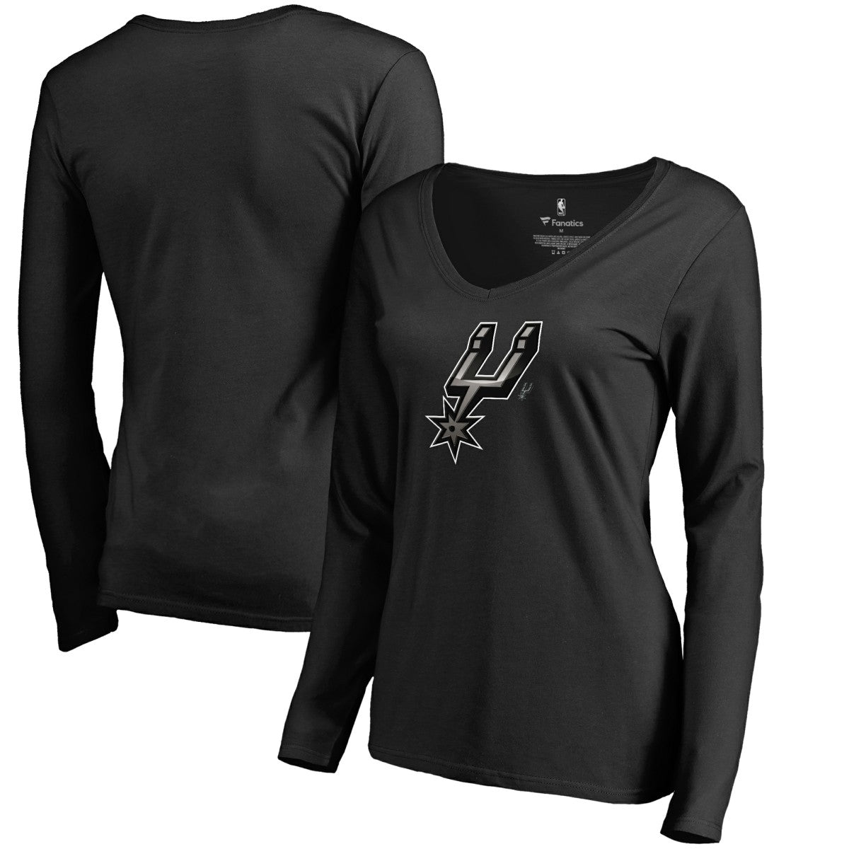 NBA - San Antonio Spurs Women's Midnight Mascot Long Sleeve V-Neck T-Shirt - Black