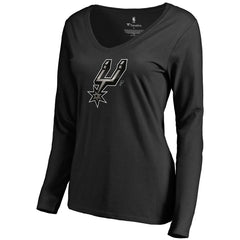 NBA - San Antonio Spurs Women's Midnight Mascot Long Sleeve V-Neck T-Shirt - Black