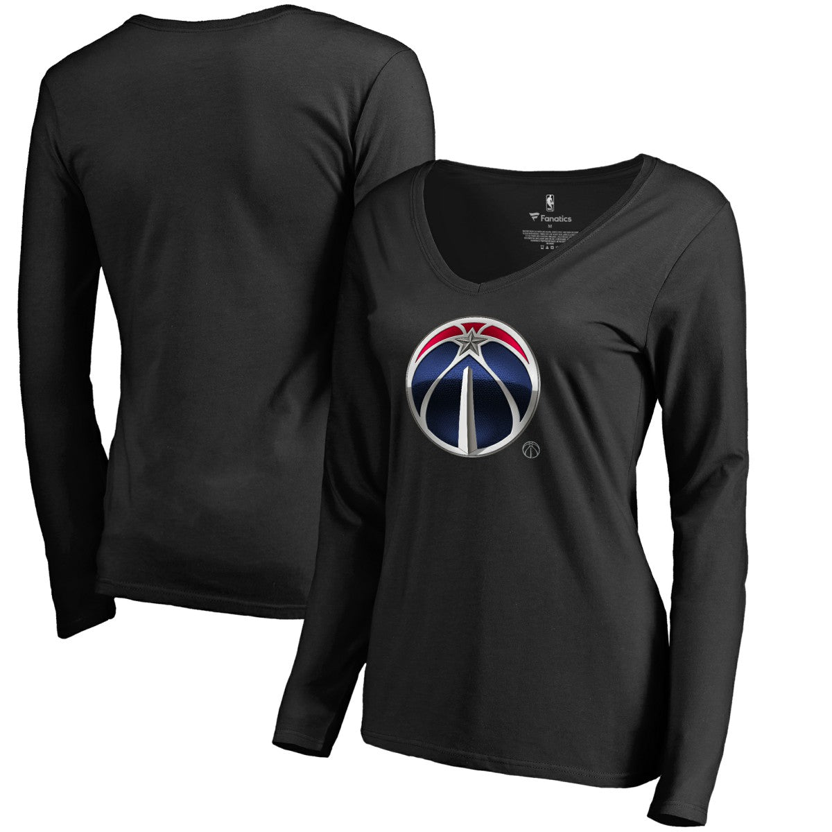 NBA - Washington Wizards Women's Midnight Mascot Long Sleeve V-Neck T-Shirt - Black