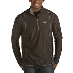 New Orleans Saints Antigua Tempo Half-Zip Pullover Jacket Heather Black - NFL